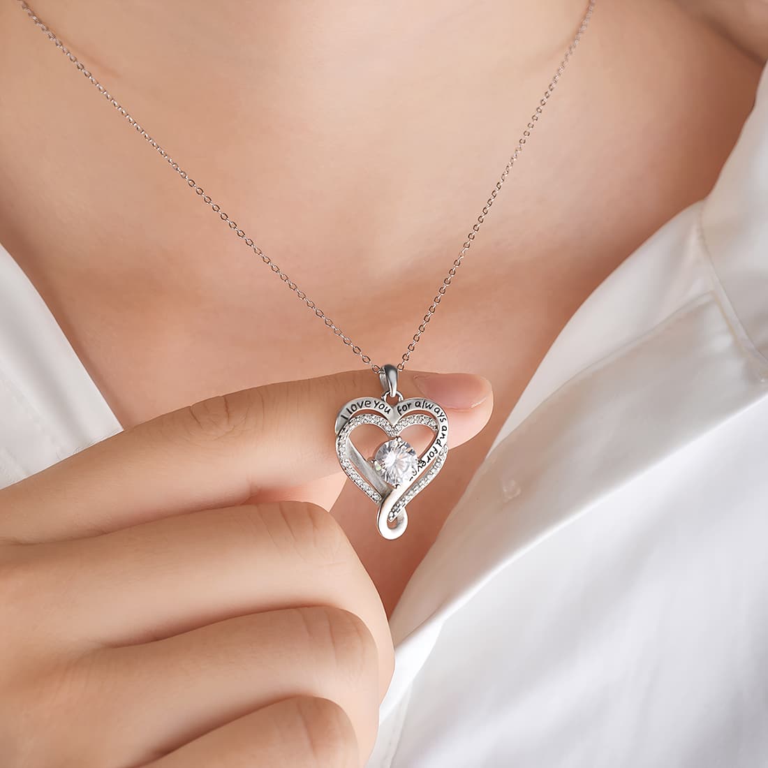 “To My Wife” Forever & Always Heart Necklace